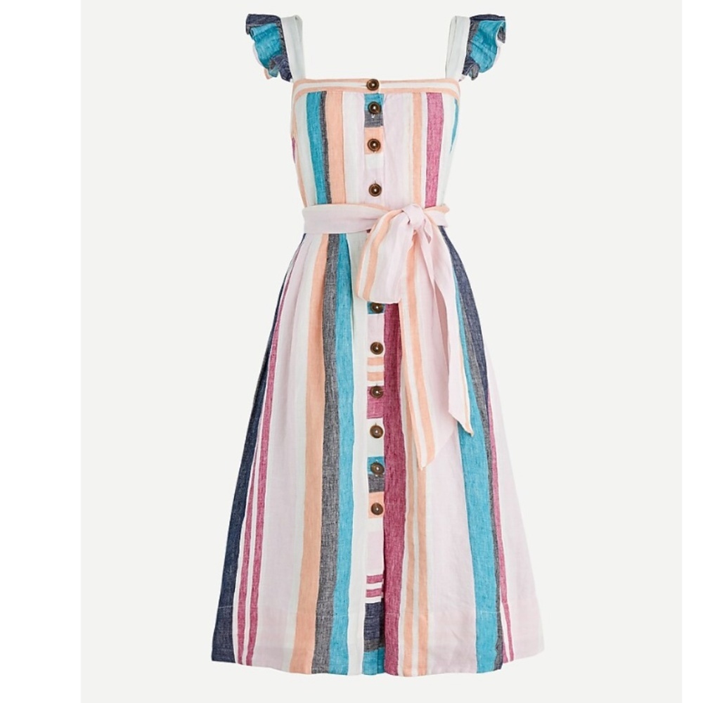 J. Crew Multicolor Striped Midi Dress